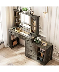 Vlsrka Vanity Makeup Desk with Mirror and Lights