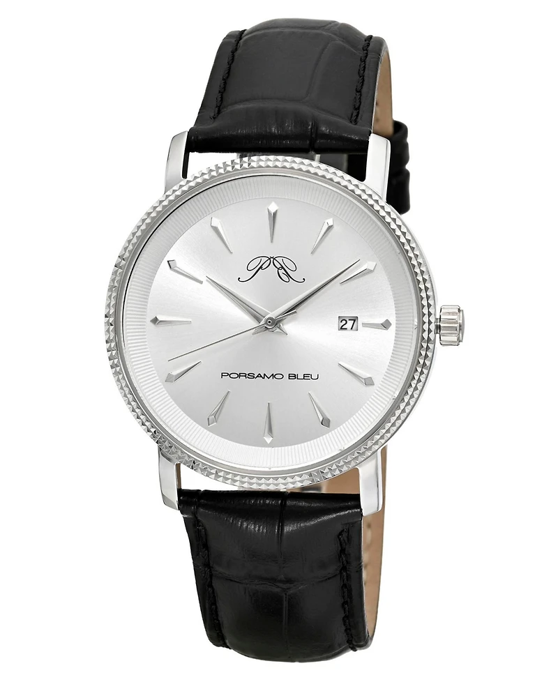 Porsamo Bleu Men's Veritas 2 Genuine Leather Band Watch 1362AVEL