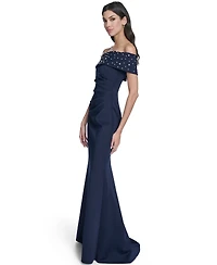 Eliza J Women's Off-The-Shoulder Faux-Pearl-Embellished Evening Gown