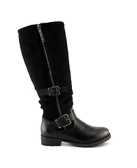 Patrizia Women's Misdreavus Metallic Burnished Tall Boot with Dual Buckles and Extended Calf Fit