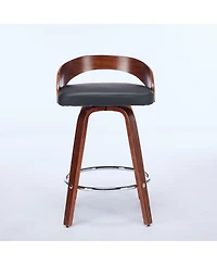 Casainc Set of 2 Swivel Wood Bar Stools with Low Back and Cushioned Seat, 25'' Height