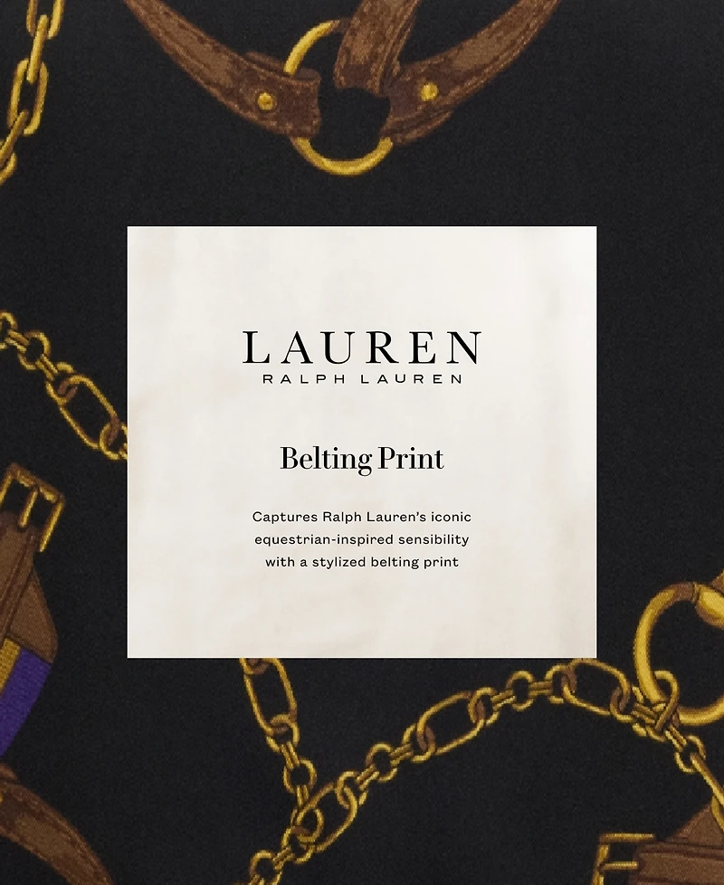 Lauren Ralph Women's Classic Fit Belting-Print Satin Shirt