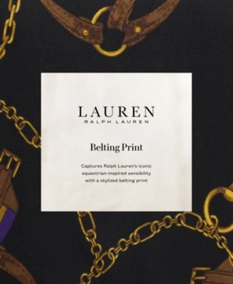 Lauren Ralph Lauren Womens Classic Fit Belting Print Satin Shirt P Xs Xxl