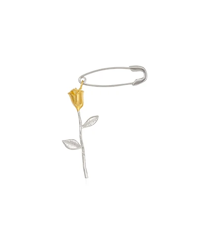 Spero London Safety Pin Gold Color Rose Sterling Silver Earring