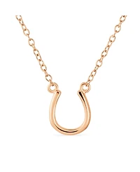 Bling Jewelry Equestrian Horseshoe Necklace and Snaffle Bit Hoop Earrings Jewelry Set Rose Gold Plated Sterling Silver