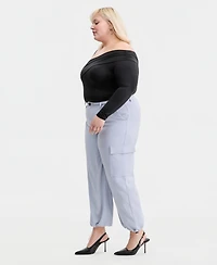 Bar Iii Trendy Plus Cargo Drawcord-Hem Pants, Macy's Exclusive
