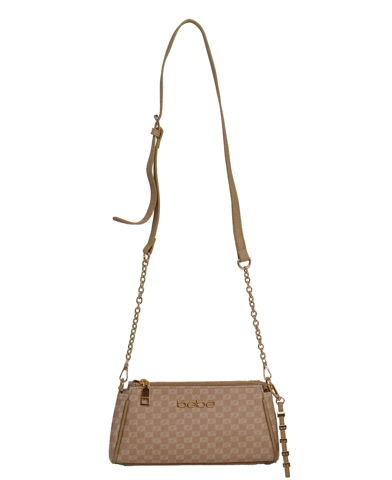 Bebe Women's Adela Monogram Baguette Crossbody Bag