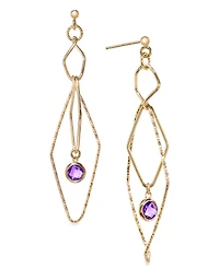 Macy's Amethyst (1-5/8 ct. t.w.) Openwork Orbital Geometric Drop Earrings 14k Gold-Plated Sterling Silver (also Sky Blue Topaz)