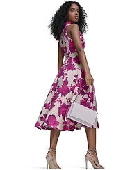 Calvin Klein Women's V-Neck Printed Midi Dress