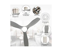 Sofucor 52-inch Modern Minimalist Sand Nickel 3-Blade Flush Mount with Remote Control,Supporting Mobile Device Connection and Voice Function