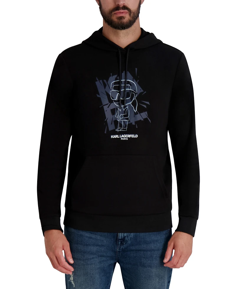 Karl Lagerfeld Paris Men's French Terry Embroidered Logo Hoodie