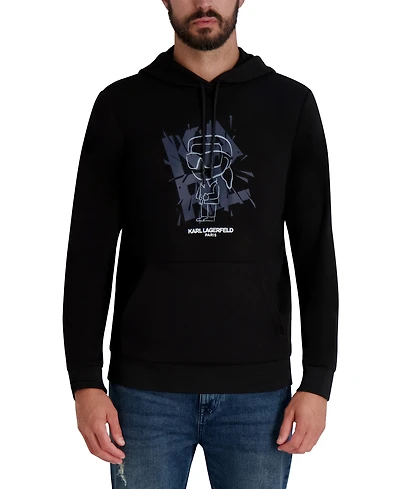 Karl Lagerfeld Paris Men's French Terry Embroidered Logo Hoodie