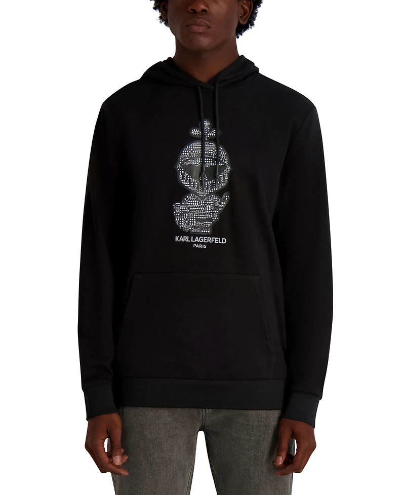Karl Lagerfeld Paris Men's French Terry Texture Pull-On Hoodie