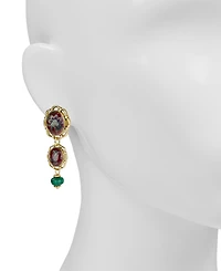 Patricia Nash Floral Tapestry Print Double Drop Earrings