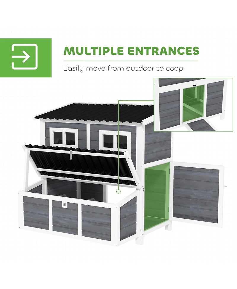 PawHut 39" Wooden Chicken Coop with Nesting Box, Tray, for 4-6 Chickens
