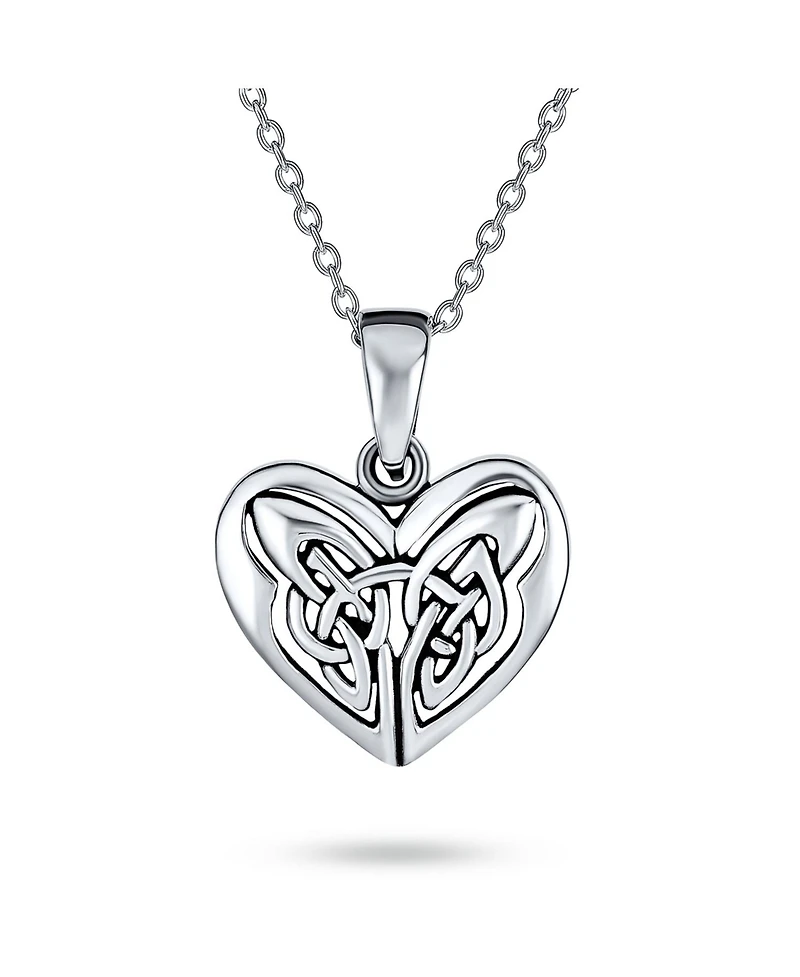 Bling Jewelry Celtic-Inspired Love Knot Necklace and Heart Stud Earrings Jewelry Set Oxidized Sterling Silver