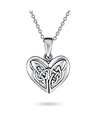 Bling Jewelry Celtic-Inspired Love Knot Necklace and Heart Stud Earrings Jewelry Set Oxidized Sterling Silver