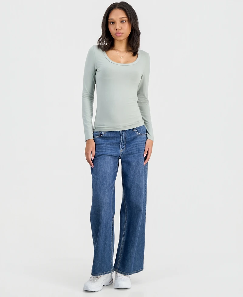 Hippie Rose Juniors' Jersey Knit Long-Sleeve Top