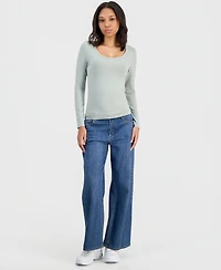 Hippie Rose Juniors' Jersey Knit Long-Sleeve Top