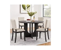 Casainc 5-Piece Round Dining Set with 47.3 Inch Table and 4 Upholstered Chairs