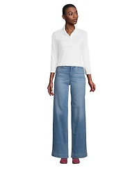 Lands' End Women's 3/4 Sleeve Supima Cotton Polo Shirt