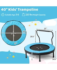Gymax 40'' Trampoline for Kids Indoor/Outdoor Fitness w/ Foam Handlebar