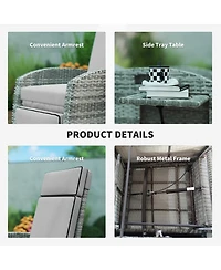 Outsunny Outdoor Recliner Chair with Adjustable Backrest, Cushion,