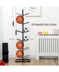 Soozier Ball Storage Rack, Basketball Holder, 12-Ball Organizer