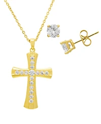 Macy's 2-Pc. Lab-Grown White Sapphire Pendant Necklace & Earrings Set (4.15 ct. t.w.) in Yellow Gold Plated Sterling Silver