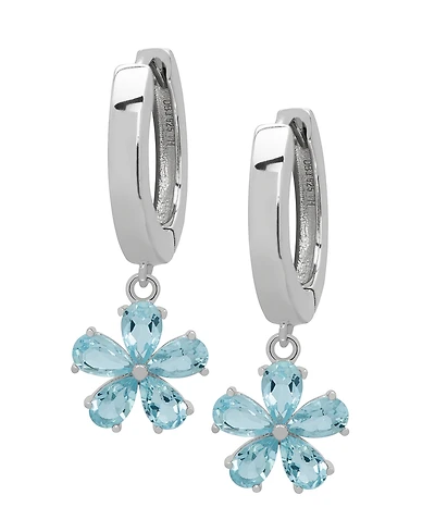Macy's Blue Topaz Flower Dangle Hoop Earrings (2-5/8 ct. t.w.) Sterling Silver (Also Amethyst or Lab-Grown Magenta Sapphire)