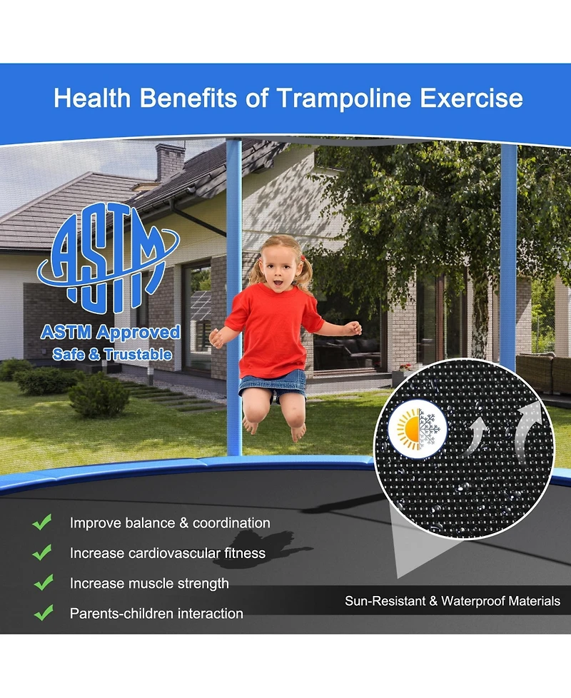 Sugift 16 Feet Outdoor Trampoline with Safety Closure Net