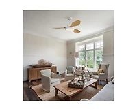 Sofucor 47-inch Modern White 3 Blades Ceiling Fan with Six-Speed Remote Control and Timing Function and Light Kit