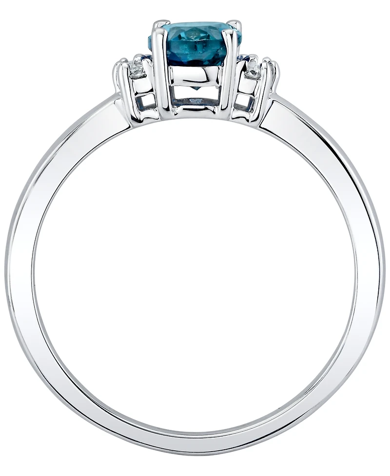 Macy's Blue Topaz (1 ct. t.w.) & Diamond Ring (1/10 ct. t.w.) in 14k White Gold