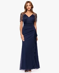 Xscape Womens Beaded V Neck Dress