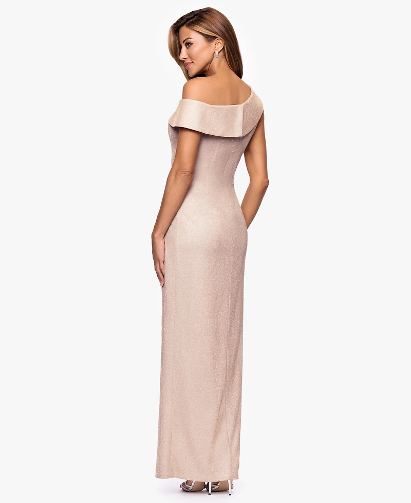 Xscape Women's One-Shoulder Glitter Dress