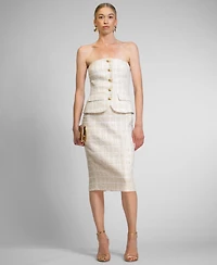 Rachel Roy Women's Ellison Strapless Tweed Midi Dress