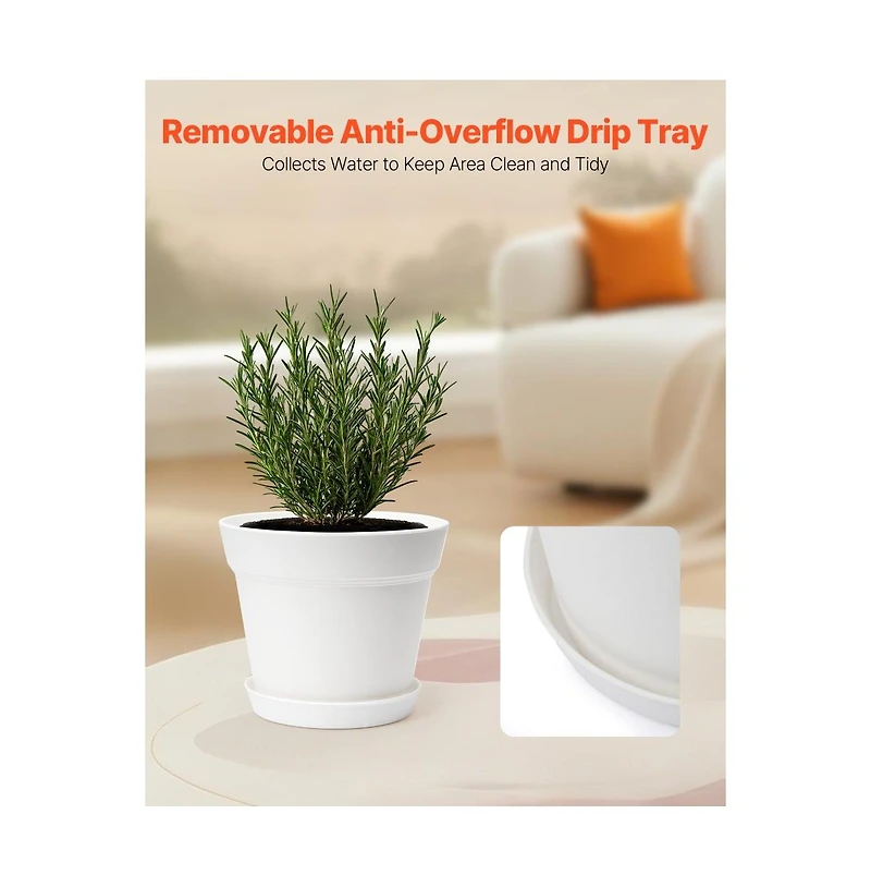 Slickblue Set of 16 Plastic Plant Pots with Saucers and Drainage Holes