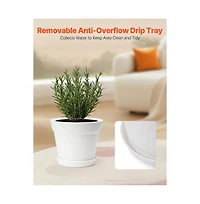 Slickblue Set of 16 Plastic Plant Pots with Saucers and Drainage Holes