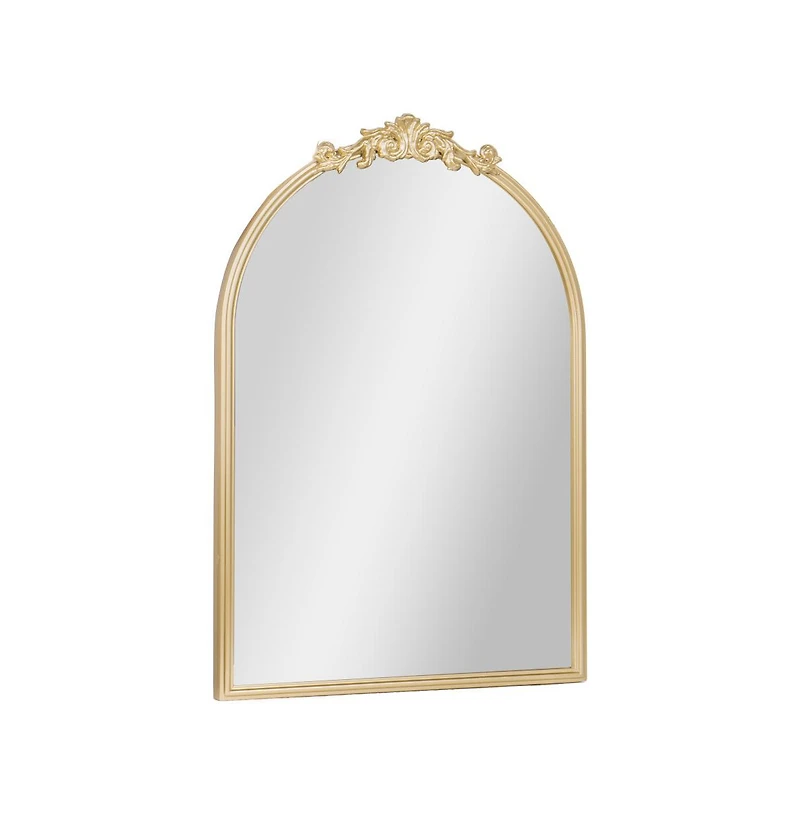 Emma+Oliver Monte Arched Wall Mirror with Baroque Style Detail, and Aluminum Backed Glass for Clarity for Entryways, Bathrooms & More