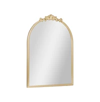 Emma+Oliver Monte Arched Wall Mirror with Baroque Style Detail, and Aluminum Backed Glass for Clarity for Entryways, Bathrooms & More