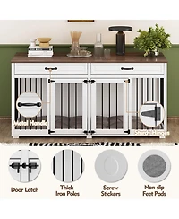 Indoor Dog Crate Furniture, Dog Cage Kennel with 2-Drawers