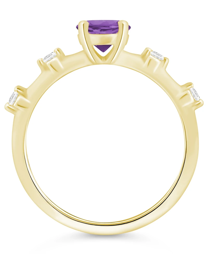Macy's Amethyst (3/4 ct. t.w.) and White Diamond (1/10 Ring 10k Gold