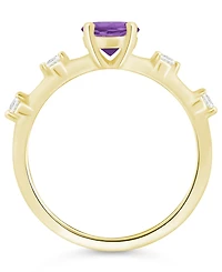 Macy's Amethyst (3/4 ct. t.w.) and White Diamond (1/10 Ring 10k Gold