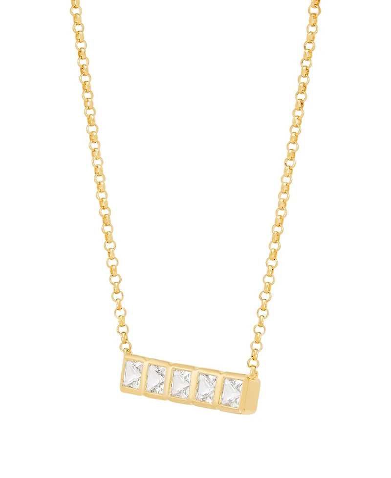 Macy's White Sapphire Bar Necklace (1-1/3 ct. t.w.) in 14k Yellow Gold-Plated Sterling Silver