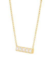 Macy's White Sapphire Bar Necklace (1-1/3 ct. t.w.) in 14k Yellow Gold-Plated Sterling Silver