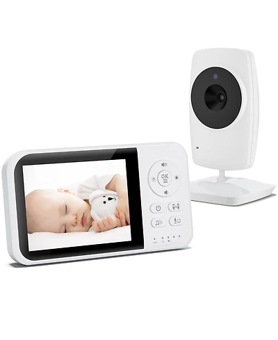 Sugift Video Baby Monitor with 3.5" Lcd Screen, 2.4GHz Fhss Transmission, Night Vision, Temperature Sensor, Two-Way Talk, Vox Mode