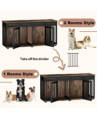 Homsee Furniture Style Dog Crates Large Wooden Pet Kennels with 2 Drawers
