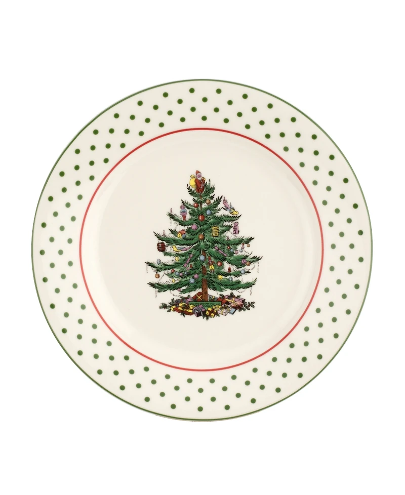 Spode Christmas Tree Polka Dot Dessert Plates, Set of 4