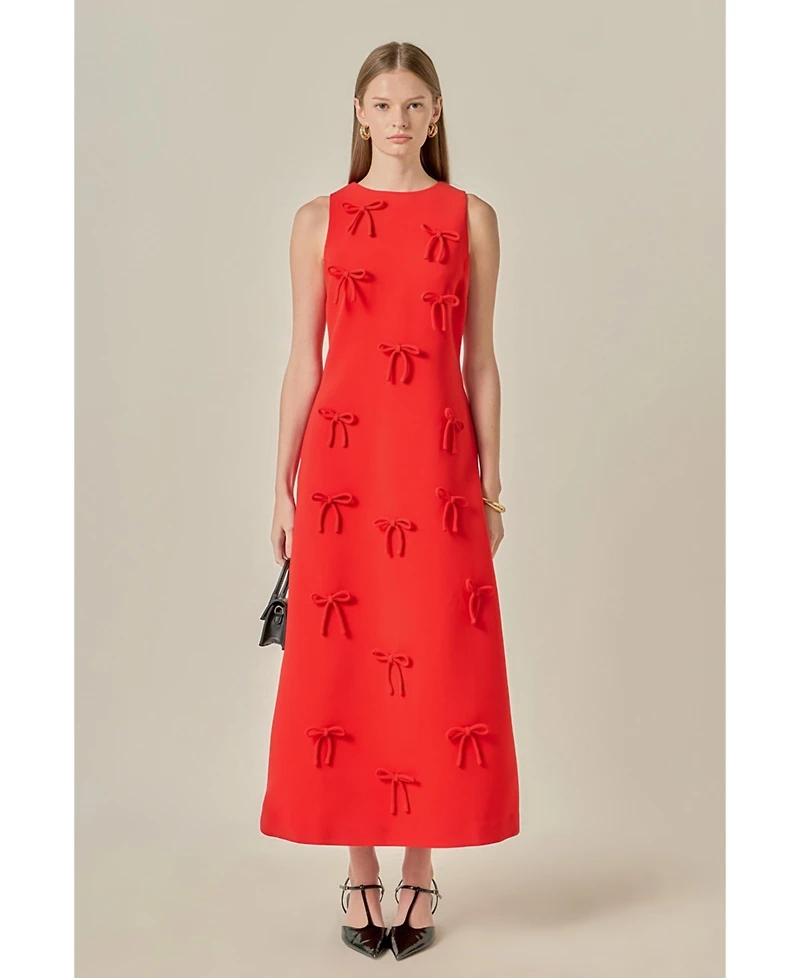 English Factory Women's Bow Detailed Sleeveless Midi Dress