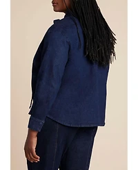 Eloquii Women's Plus Denim Top With Bow Tie